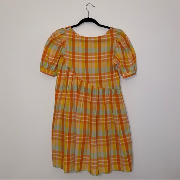 Urban Outfitters Orange Plaid Babydoll Dress - Picture 8 of 12